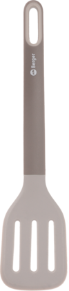 Berger Pfannenwender geschlitzt aus Silikon/Kunststoff grau