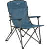 Blauer klappbarer Campingstuhl mit Metallgestell