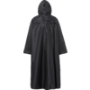 Schwarzer glänzender Regenponcho mit Kapuze, Rückansicht