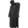 Poncho de lluvia negro impermeable con capucha y cobertura trasera extendida