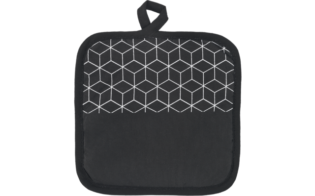 Schwarzer Topflappen mit geometrischem Muster