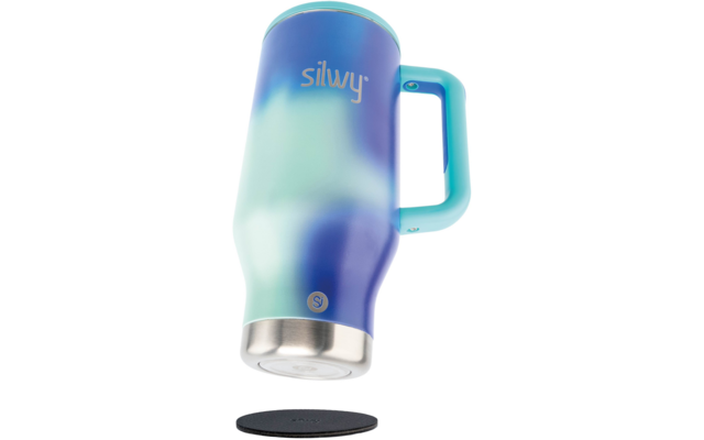 Product afbeelding Silwy Magnet Tumbler Isolierbecher aus Edelstahl mit Griff und Metall-Nano-Gel-Pad 900 ml 1