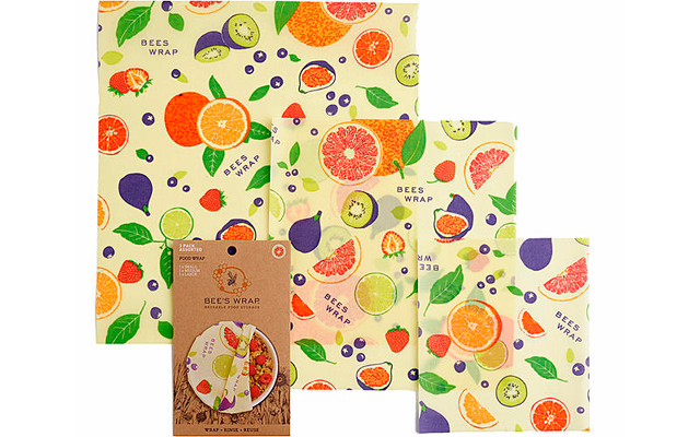 Bees Wrap beeswax cloth 3-pack mixed Fresh Fruit
