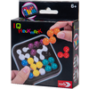 Hand hält ein IQ Knobelspiel mit bunten Kugeln auf einem schwarzen Spielfeld