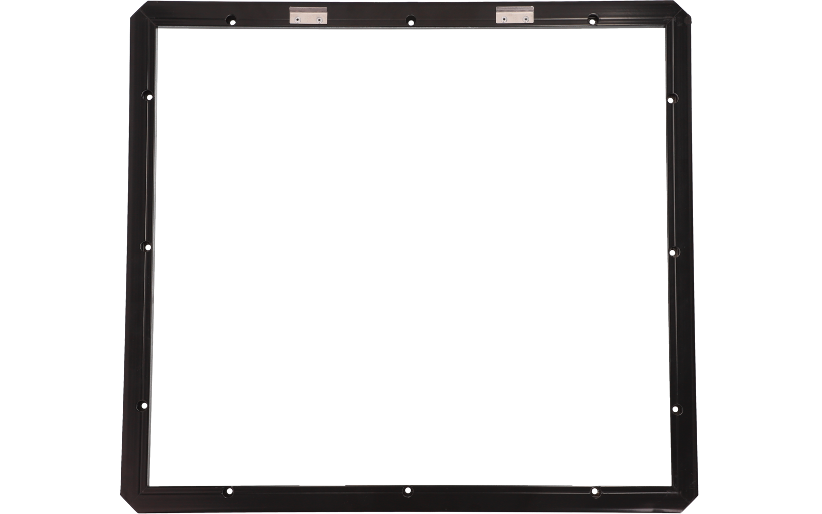 Leere quadratische schwarze Tafel mit silbernem Rahmen