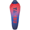 Narrow, tapered sleeping bag with hood, red-to-blue gradient and large vertical 'TAMBU' lettering