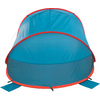 Blauw pop-up tent met rode rand, open voorkant, witte achtergrond
