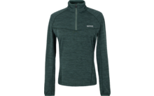 Dunkelgrüner Langarm-Pullover mit Stehkragen und halbem Reißverschluss