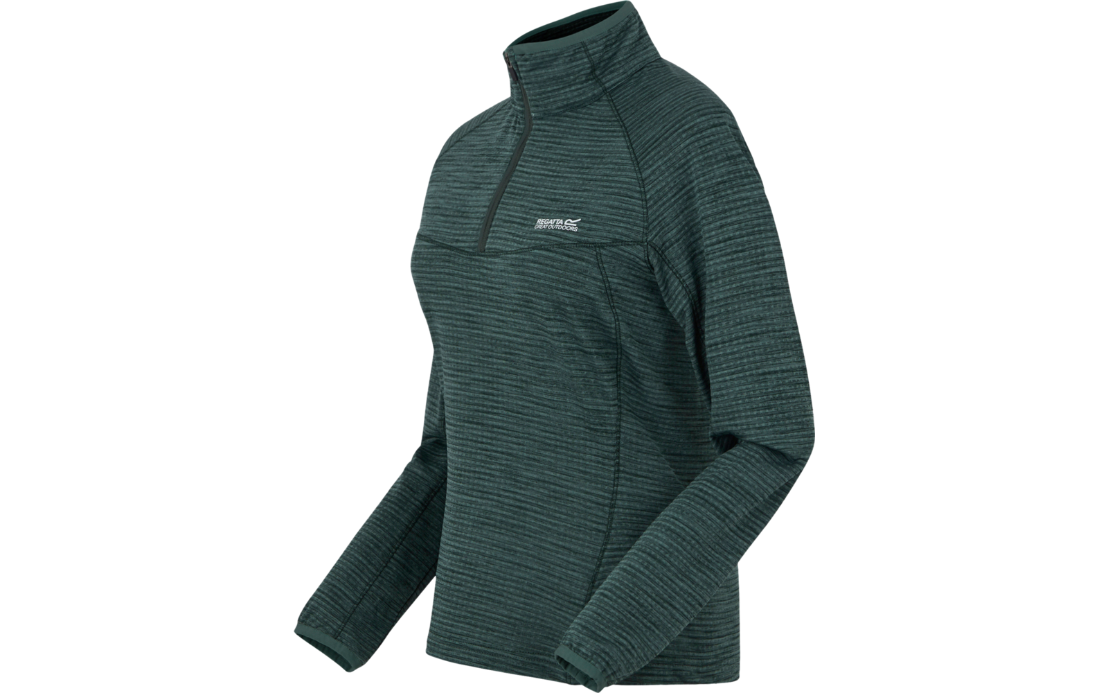 Dunkelgrünes Langarmshirt mit Stehkragen und Reißverschluss