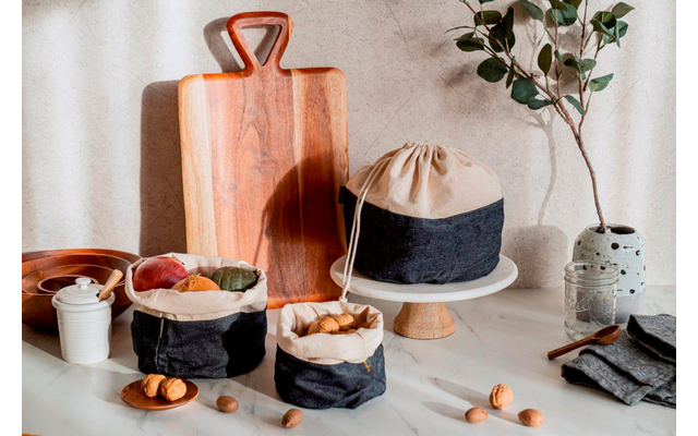 Nuts Innovations Bread Bag Fruit Basket Jeans con cavo grande