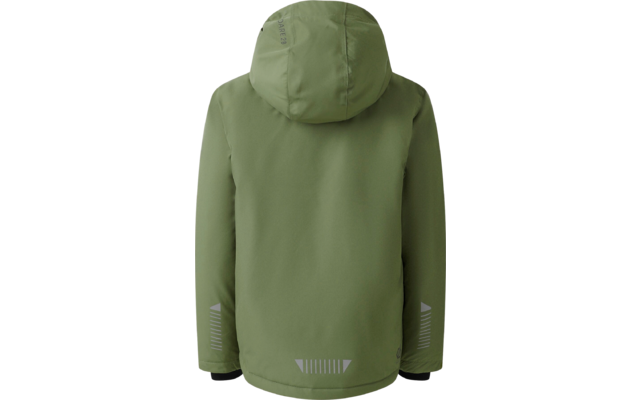 Grüne Jacke mit Kapuze, Rückansicht