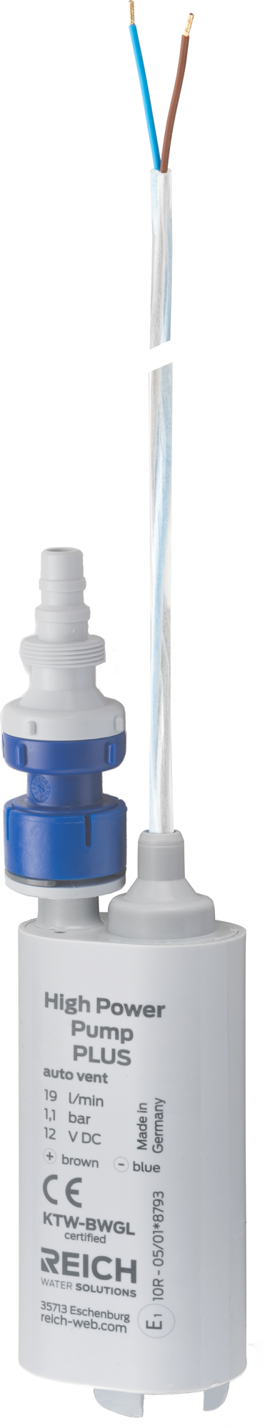 Reich Submersible Pump PLUS with Check Valve, 12 V, 1.1 bar, 19 l