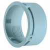 Anello cilindrico in plastica azzurro chiaro con interno aperto, costolature interne e tre piccole tacche esterne