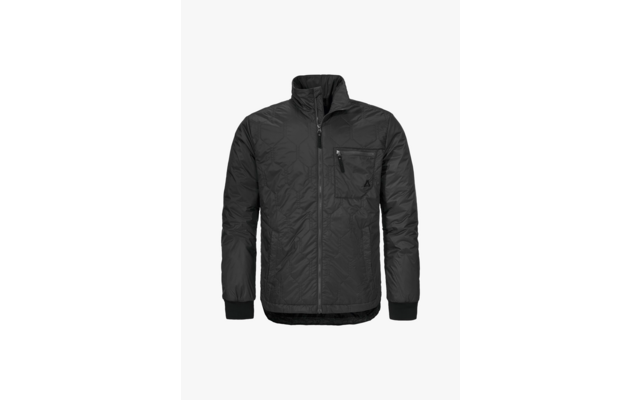 Schwarze Steppjacke mit Reißverschluss und Stehkragen