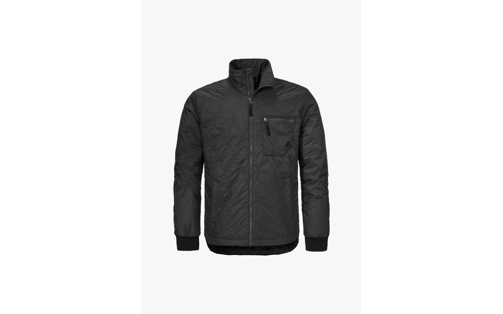 Schwarze Steppjacke mit Reißverschluss und Stehkragen