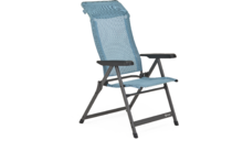 Chaise de jardin pliable bleue avec accoudoirs