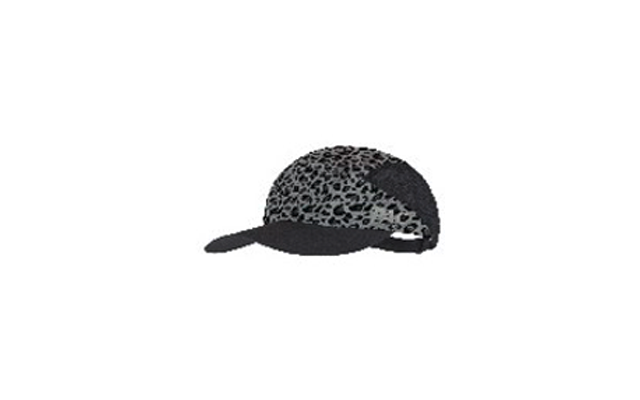 Schwarze Baseballkappe mit grauem Leopardenmuster