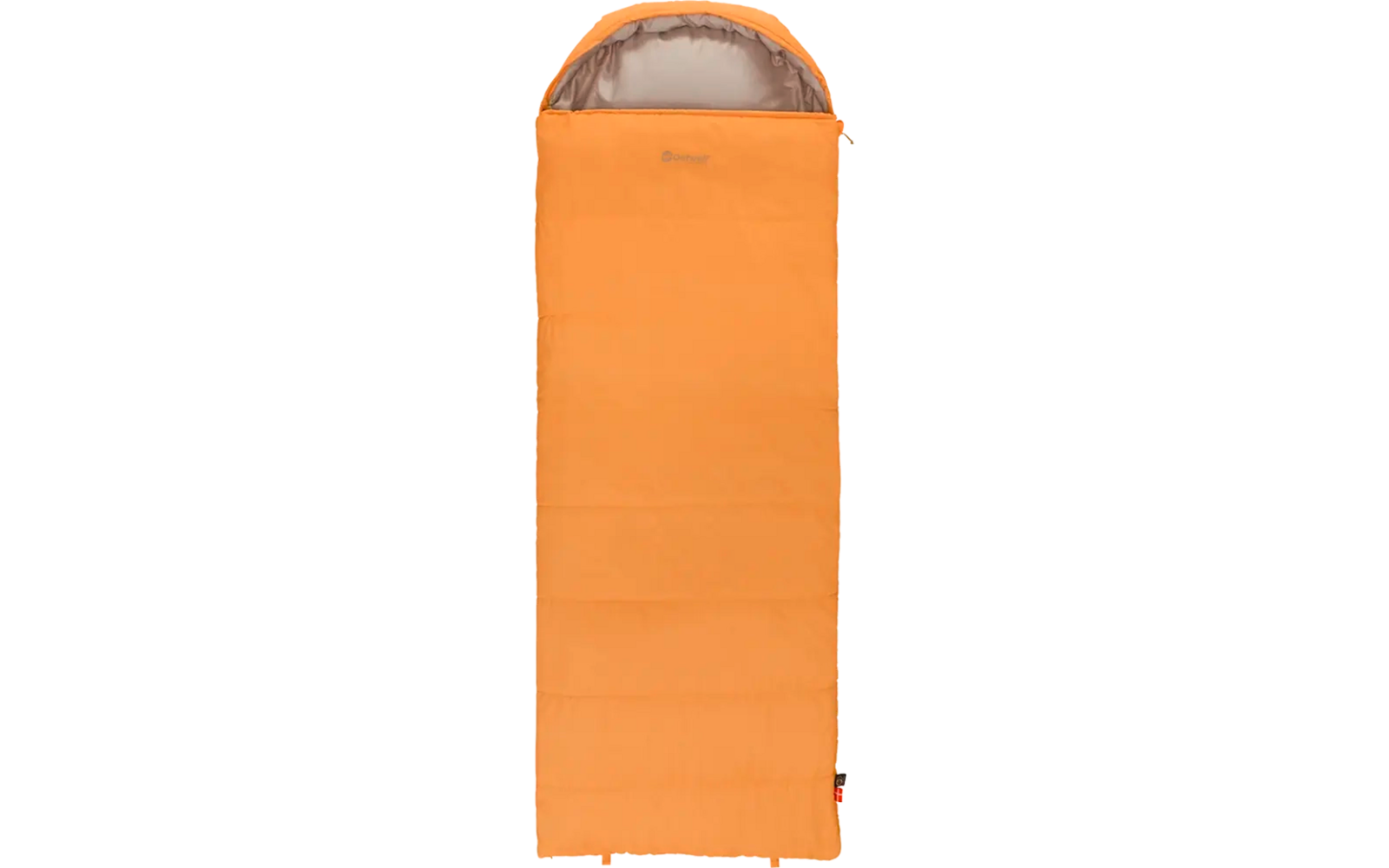 Oranje slaapzak met open kapgebied