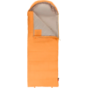 Oranje slaapzak met open rits, lichtgrijs van binnen