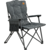 Grauer faltbarer Campingstuhl mit Armlehnen und Aufbewahrungstasche