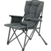 Faltbarer grauer Campingstuhl mit Polster und Armlehnen