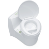 Witte draagbare toiletpot met open deksel