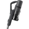 Gray stick vacuum with handle, transparent dust container and metal tube