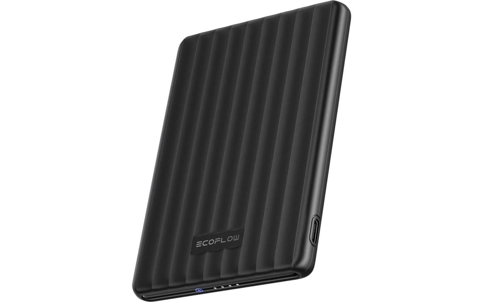 Dispositif de stockage externe rectangulaire noir avec une surface rainurée