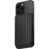 Smartphone noir avec une coque rainurée et trois objectifs photo à l'arrière