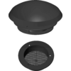 Couverture de ventilation ronde noire avec insert en maille, parties supérieure et inférieure affichées séparément