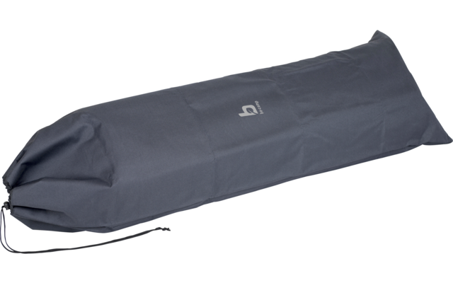 Housse longue en tissu gris foncé avec cordon de serrage et logo blanc au centre