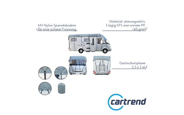 Cartrend caravan roof protection tarpaulin 5.5 x 3 m