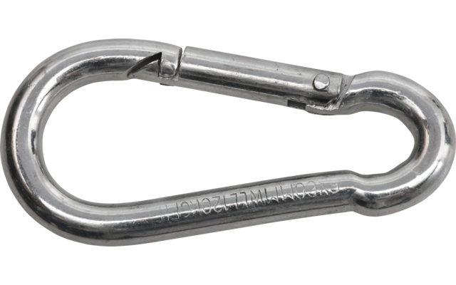Silberner Metallkarabiner, ovale Form mit Federverschluss, glatte Oberfläche