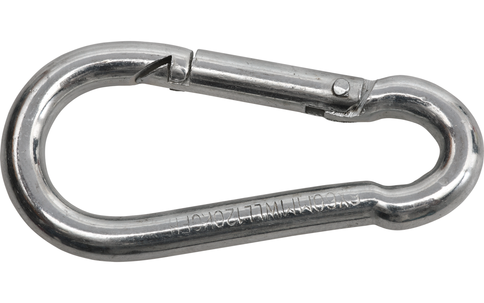Silberner Metallkarabiner, ovale Form mit Federverschluss, glatte Oberfläche