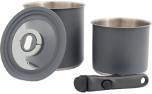 176077 - Bo-Camp Swift Topfset Edelstahl mit Glasdeckeln und abnehmbarem Griff 2-teilig
