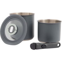 Bo-Camp Swift Topfset Edelstahl mit Glasdeckeln und abnehmbarem Griff 2-teilig