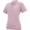 tailliertes, kurzärmeliges Poloshirt in hellem Rosa mit Kragen und drei Knöpfen, weiße Paspel am Kragen, kleines weißes Logo auf der linken Brust