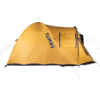 Orange tent with printed 'TAMBU' logo, visible guy lines and zipper