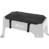 White step stool with textured black top, two black straps at the front, 'Berger' logo on the side, rectangular top and four short legs