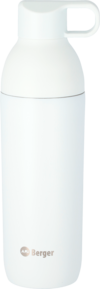 Berger Edelstahl Trinkflasche mit 2-in-1 Deckel 550 ml - weiß matt