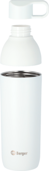 Berger Edelstahl Trinkflasche mit 2-in-1 Deckel 550 ml - weiß matt