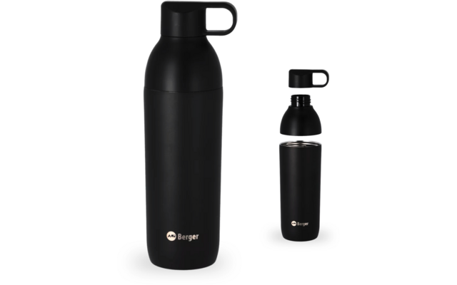 Berger Edelstahl Trinkflasche mit 2-in-1 Deckel 550 ml - wei&szlig; matt