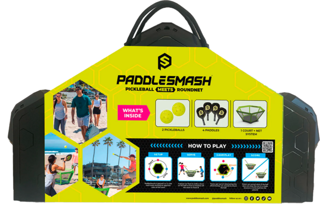 Produktbild PaddleSmash Spielset mit Schl&auml;gern und Netzsystem faltbar 7-teilig 1