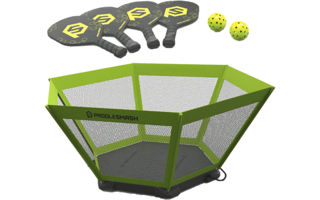 Produktbild PaddleSmash Spielset mit Schl&auml;gern, Pickleball und Netzsystem faltbar 7-teilig 1