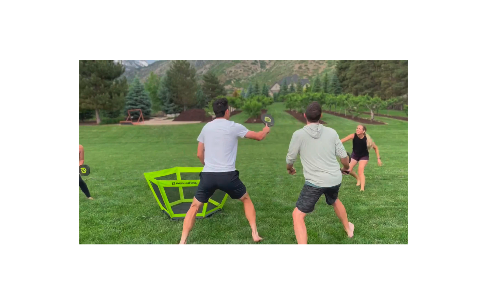 Produktbild PaddleSmash Spielset mit Schl&auml;gern, Pickleball und Netzsystem faltbar 7-teilig 1