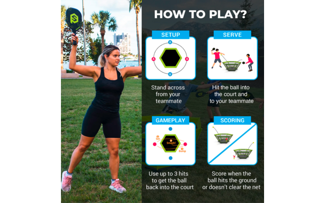 Produktbild PaddleSmash Spielset mit Schl&auml;gern, Pickleball und Netzsystem faltbar 7-teilig 1