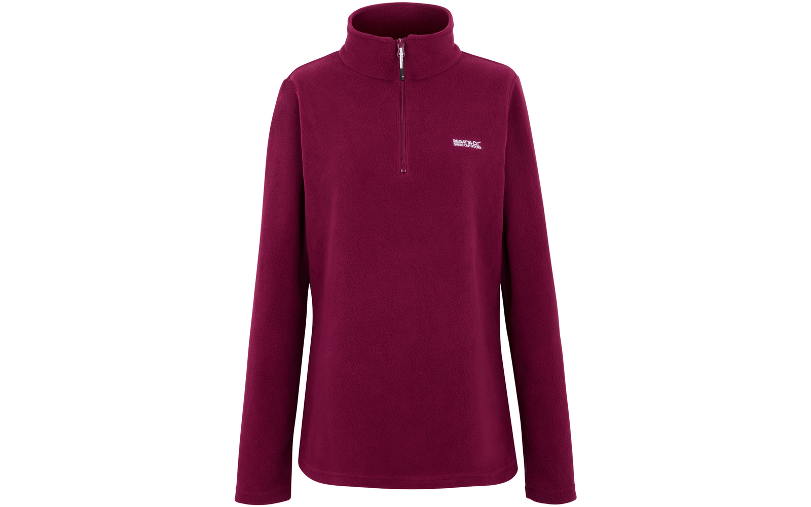 Bordeauxroter Fleecepullover mit kurzem Reißverschluss und Stehkragen