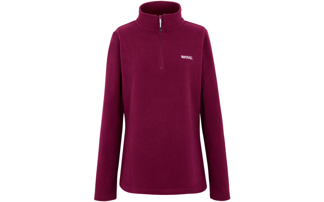 Bordeauxroter Fleecepullover mit kurzem Reißverschluss und Stehkragen