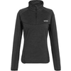 Donkergrijze fleece met lange mouwen, opstaande kraag en korte rits aan de voorkant, gestructureerd wafel-/rasterpatroon, klein wit logo op de linkerborst
