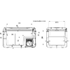 Dessin technique d’un boîtier rectangulaire présenté en deux vues (face et profil) avec des lignes de cotes en millimètres ; en bas à droite, un petit élément rectangulaire avec conduites/connexions est visible ; cotes comme 511, 317.5 et 268 mm affichées